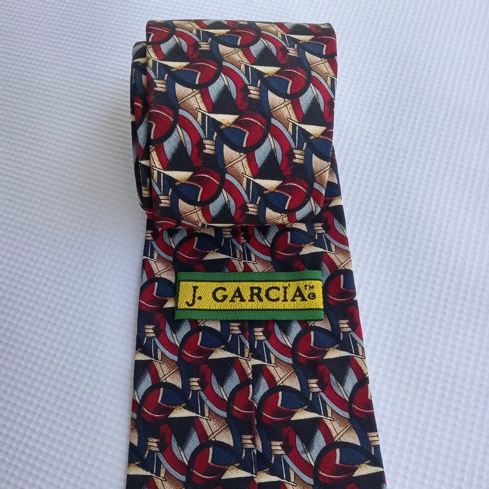 J. Garcia Jerry Garcia Vintage‎ Geometric Abstract Multicolor Silk Mens Tie